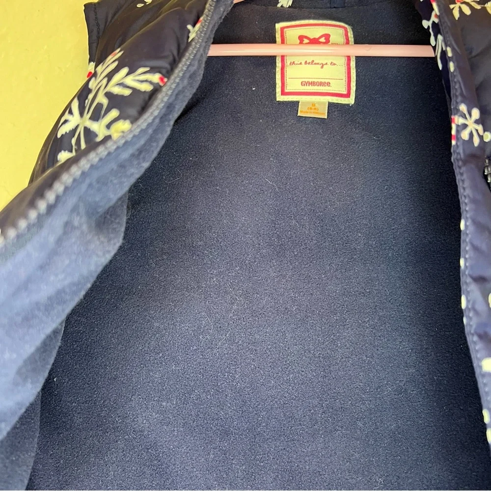 Gymboree Girls Snowflake Puffer Vest | Navy Pink Winter Coat | Size S‎ 6-8